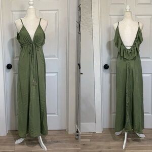 Wayan Sage Green Women's Swim Coverup with Tassel Detail